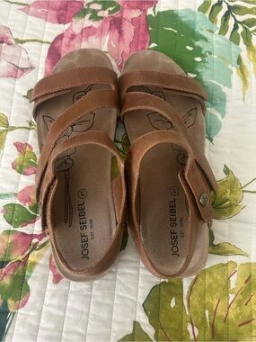 Josef Seibel Kids Brown Leather Triple-Strap Sandals